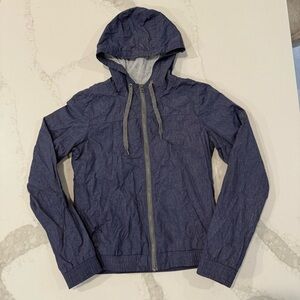 Zine Full Zip Hooded Windbreaker Lightweight Jacket Womens Size Small SlateBlue